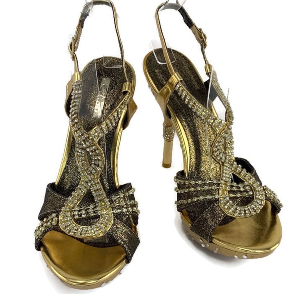 Celeste Women’s Gold/Black Rhinestone Heels